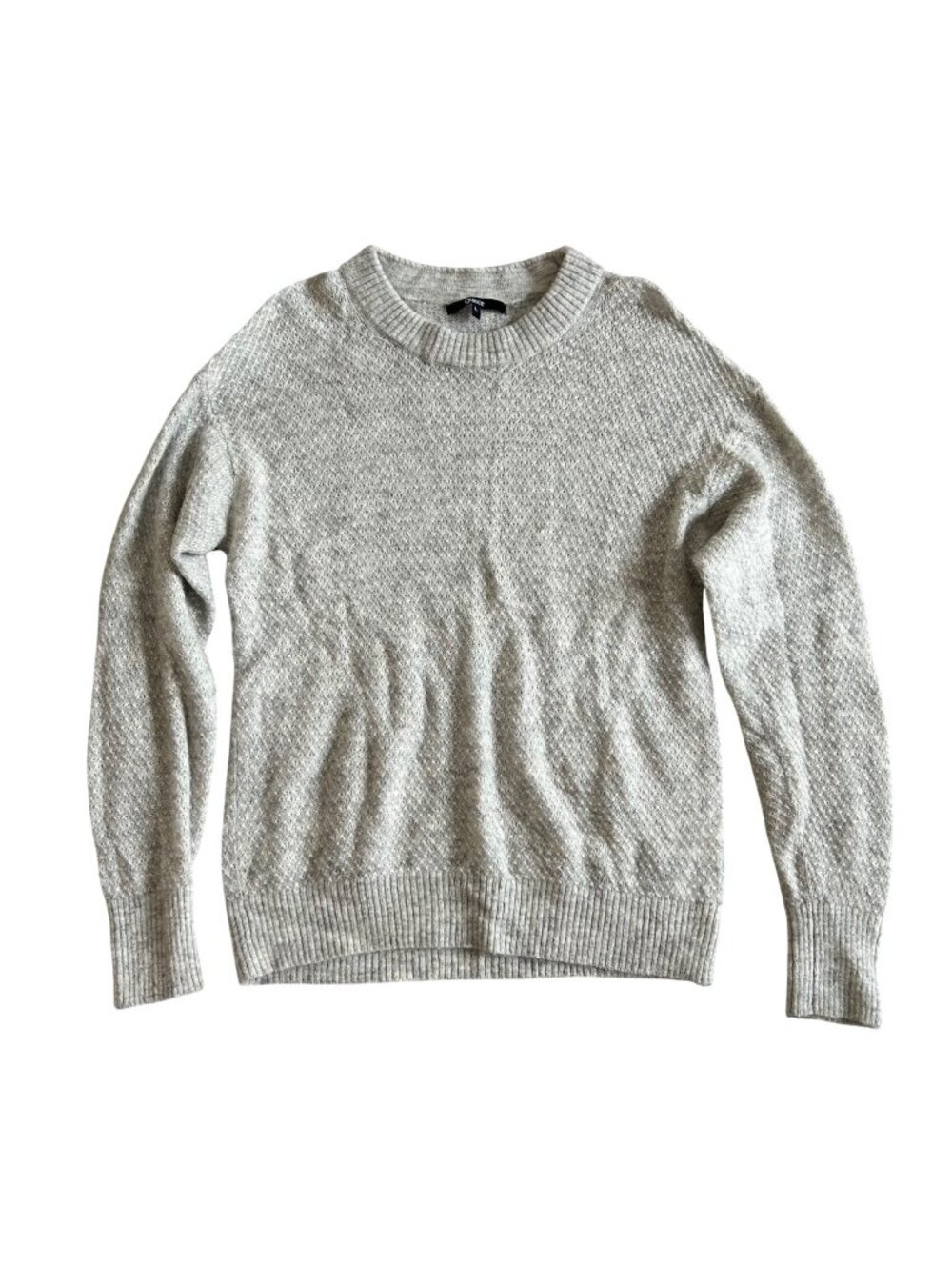 Quince Womens Sz L Crewneck Sweater Merino Wool Baby Alpaca Blend Light Gray